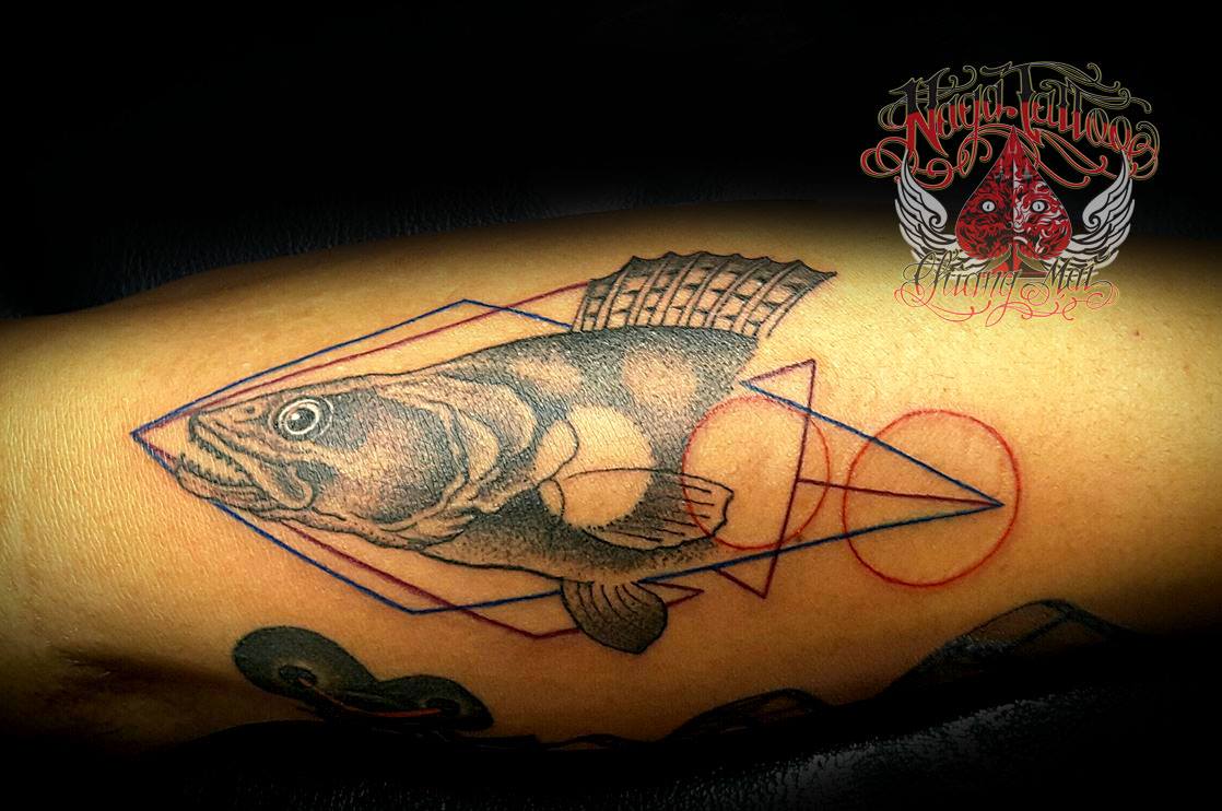 A Fish Tattoo made at the Naga Crew Tattoo Studio, Chiang Mai