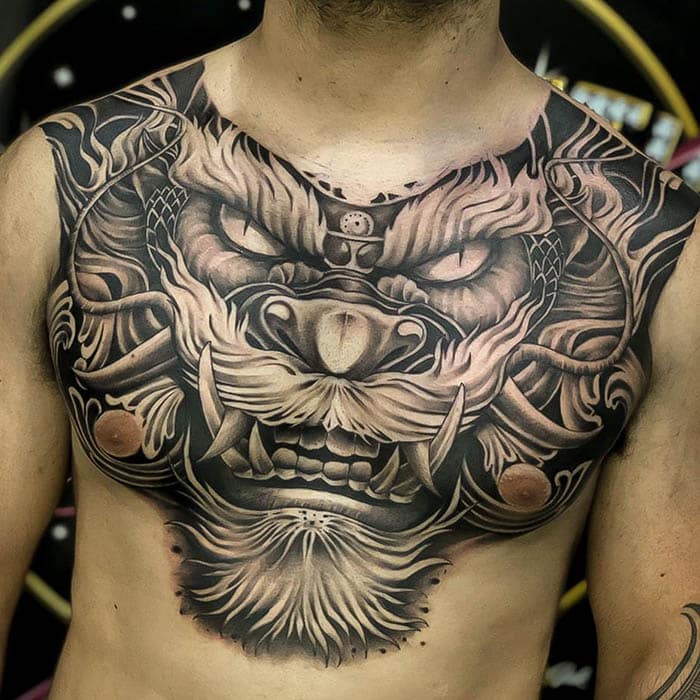 A Massive Beast Tattoo by the professional artists of the Celebrity Ink Tattoo Studio, Chiang Mai