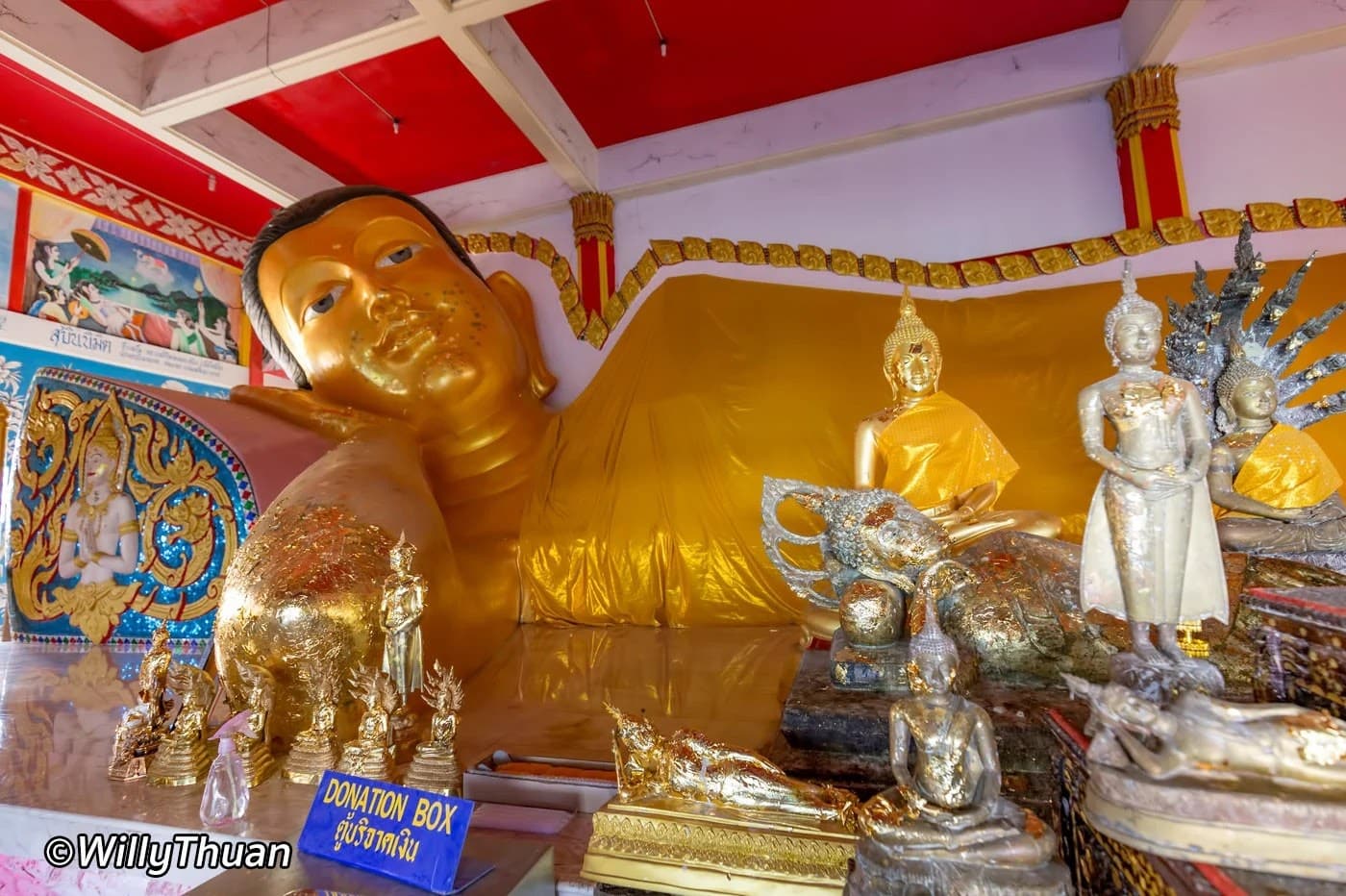 The famous reclining Buddha of Wat Koh Sirey