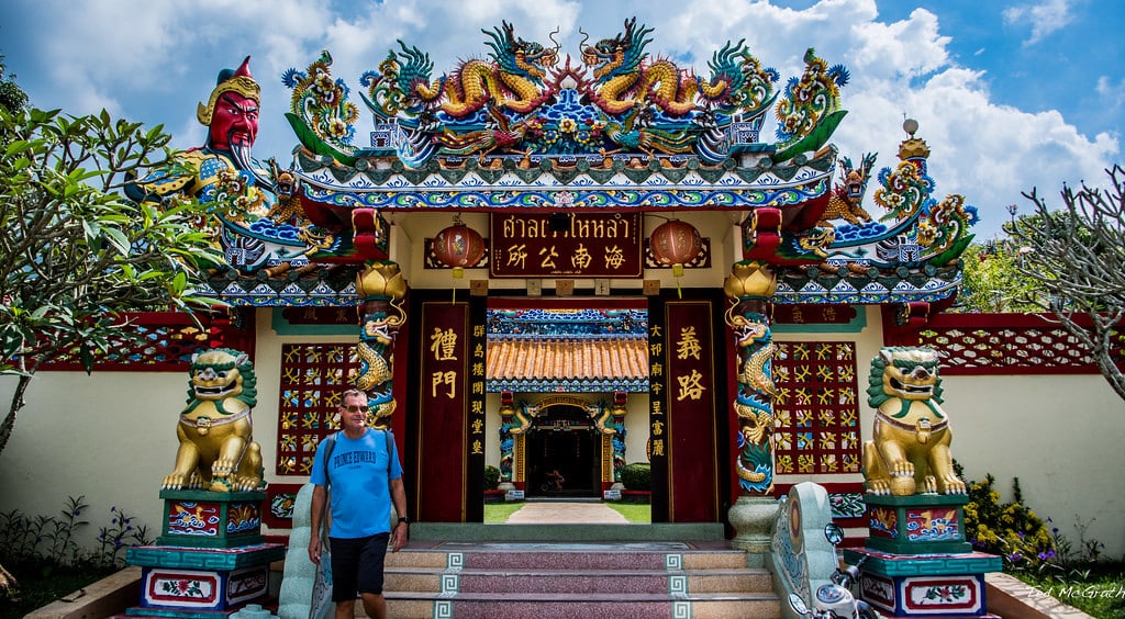 Tourist Getting His Picture Clicked at Nathon Hainan Shrine