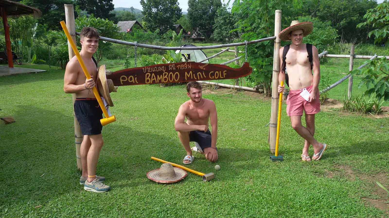 Players at the Pai Bamboo Mini Golf Course