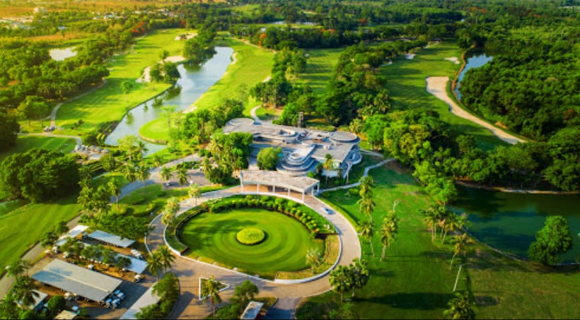 Drone shot of Subhapreuk Golf Club in Bangkok