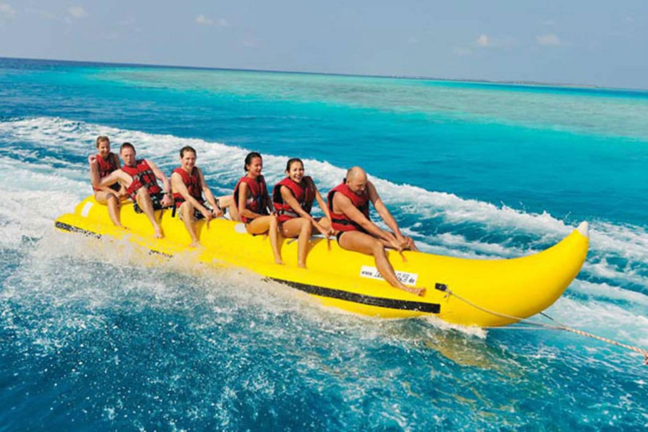 Bananas boat ride at Coral Island