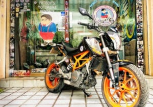 A bike at the Fatboy’s Motorbike Rental