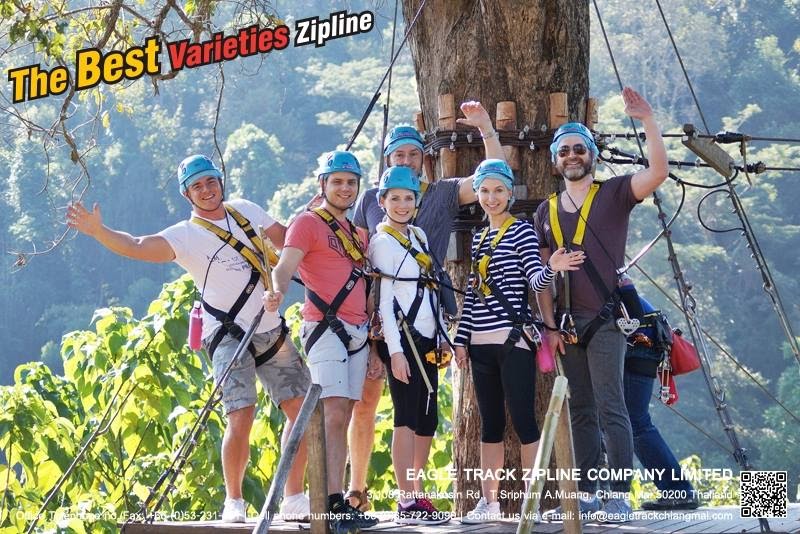 A group posing after a thrilling zipline experience