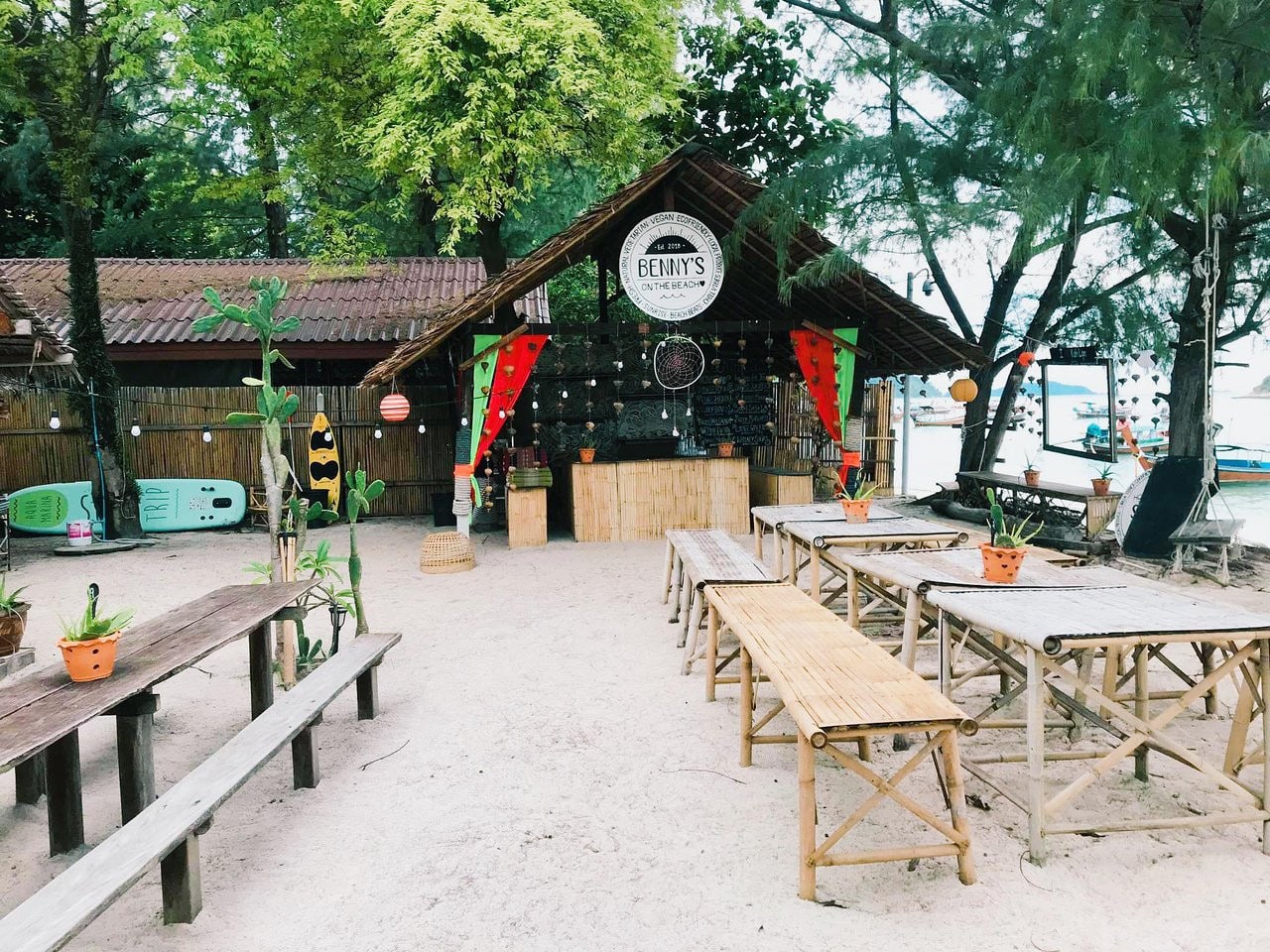 Outdoor Setting in Benny’s On the Beach Cafe in Koh Lipe