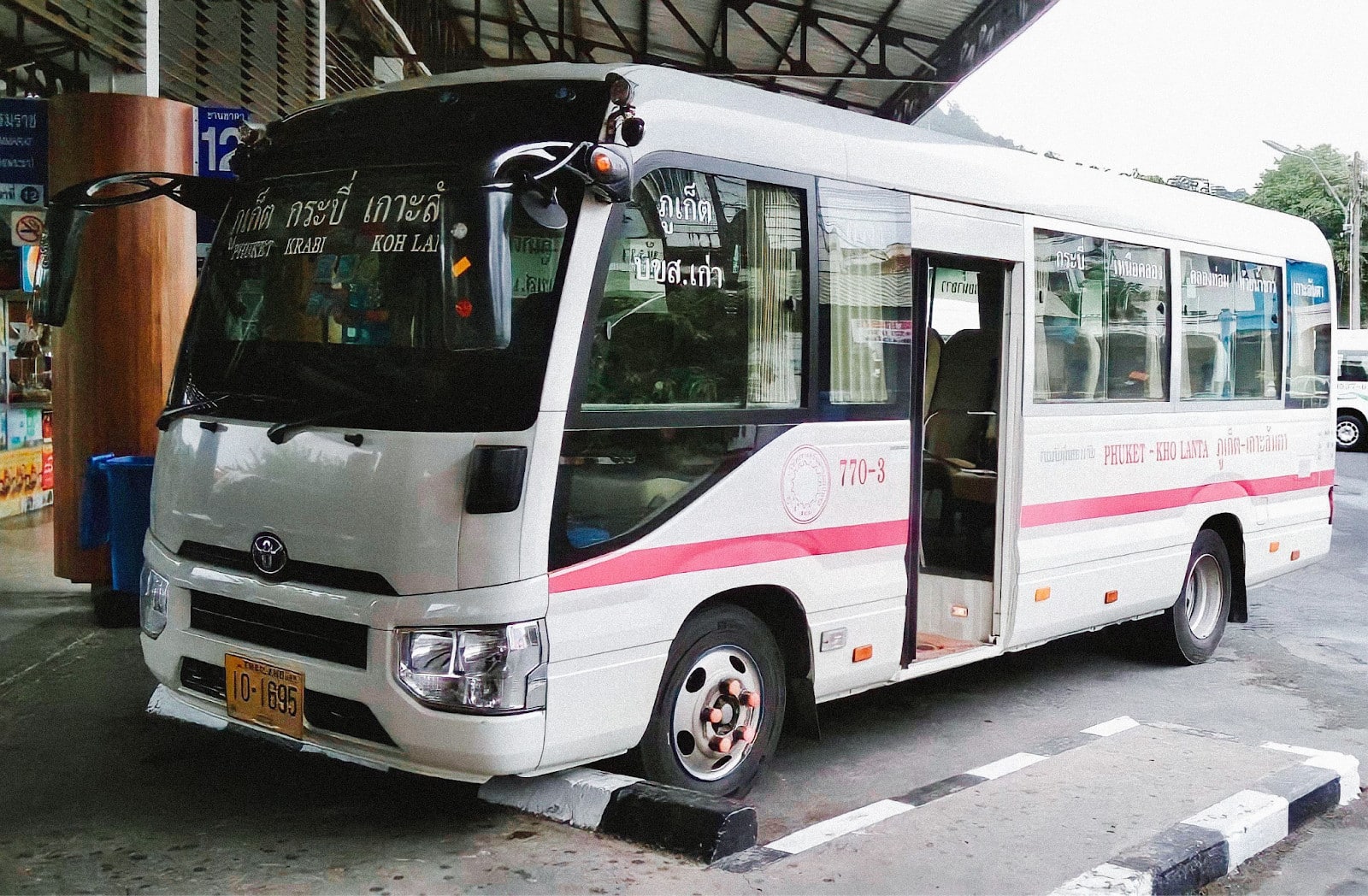 A bus ready to take passengers from Bangkok to Koh Lanta