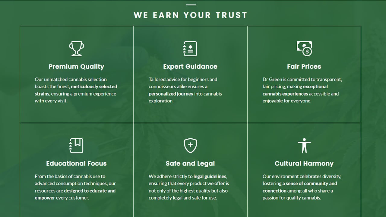 Dr. Green Cannabis Dispensary’s web page.