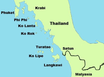 Koh Lipe is located in the extreme south of Thailand