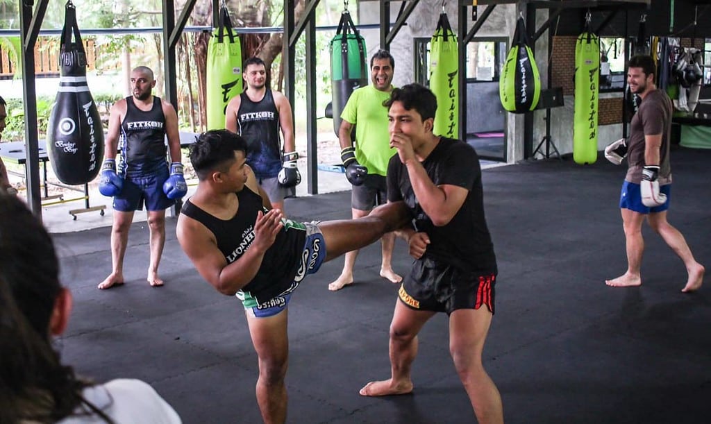 Training at the Lion Heart Muay Thai Gym, Koh Samui