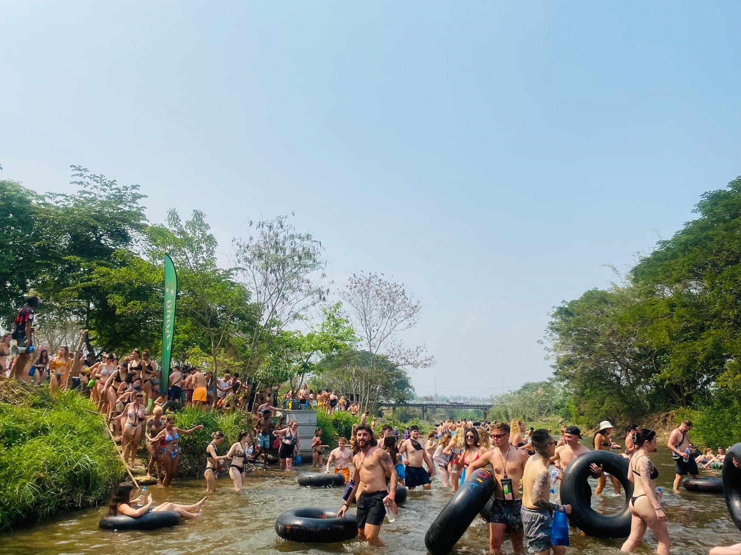 People preparing for tipsy tubing in Pai People preparing for tipsy tubing in Pai