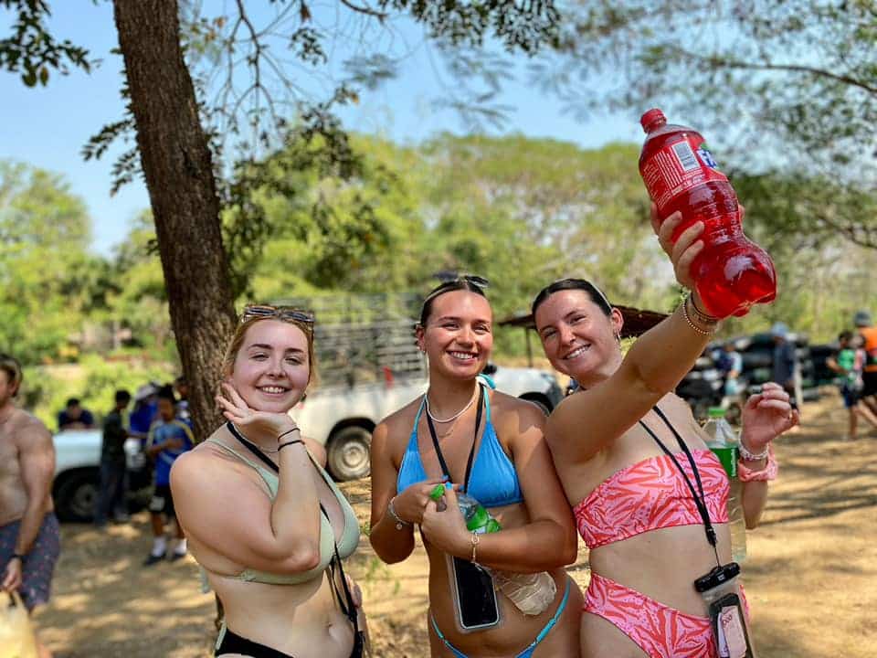 Plastic bottles during tipsy tubing in Pai Plastic bottles during tipsy tubing in Pai