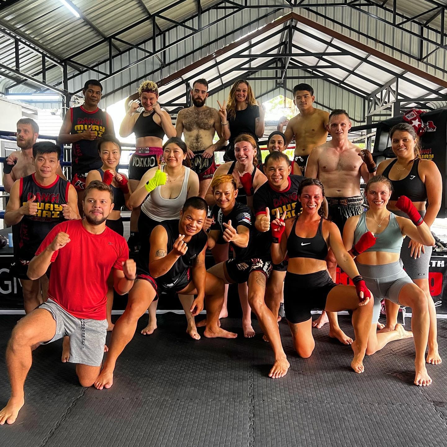 Trainees after a power-pack session at Dang Muay Thai Chiang Mai