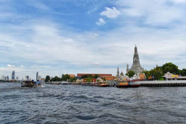 Waterside View of Wat Chaeng Temple