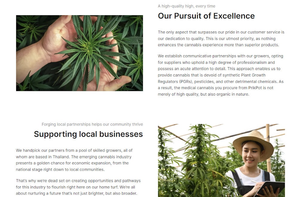 Prikpot’s web page shows its commitment to excellence and supporting local businesses