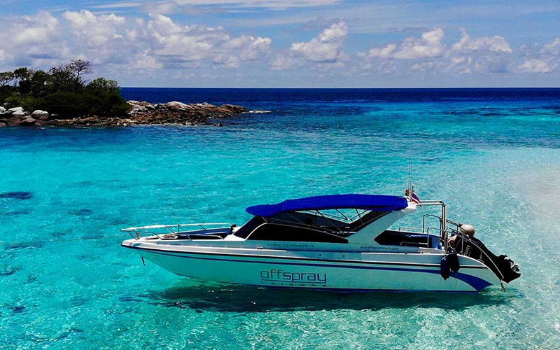 Offspray Leisure boat docked near Maya bay