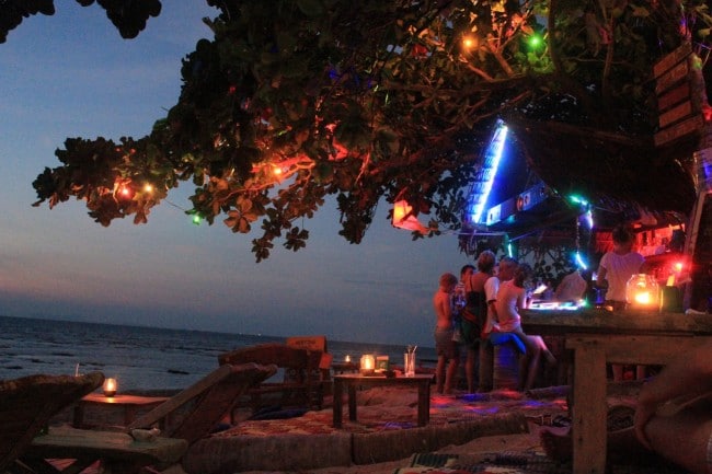Nightview of the Bamboo Street Food and Bar on Klong Khong Beach