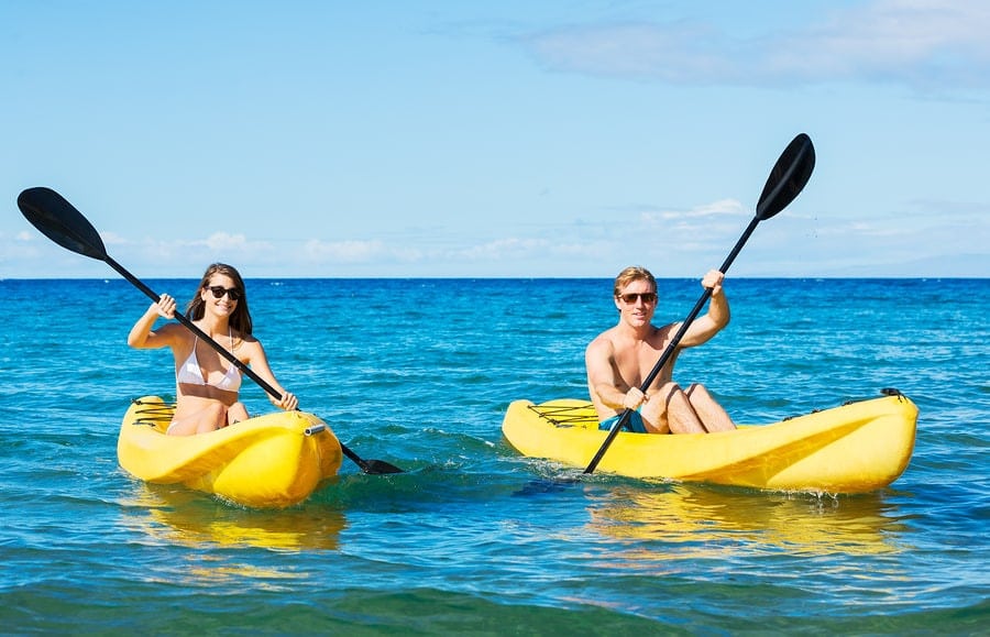 Couples enjoying kayaking on Klong Toab Beach