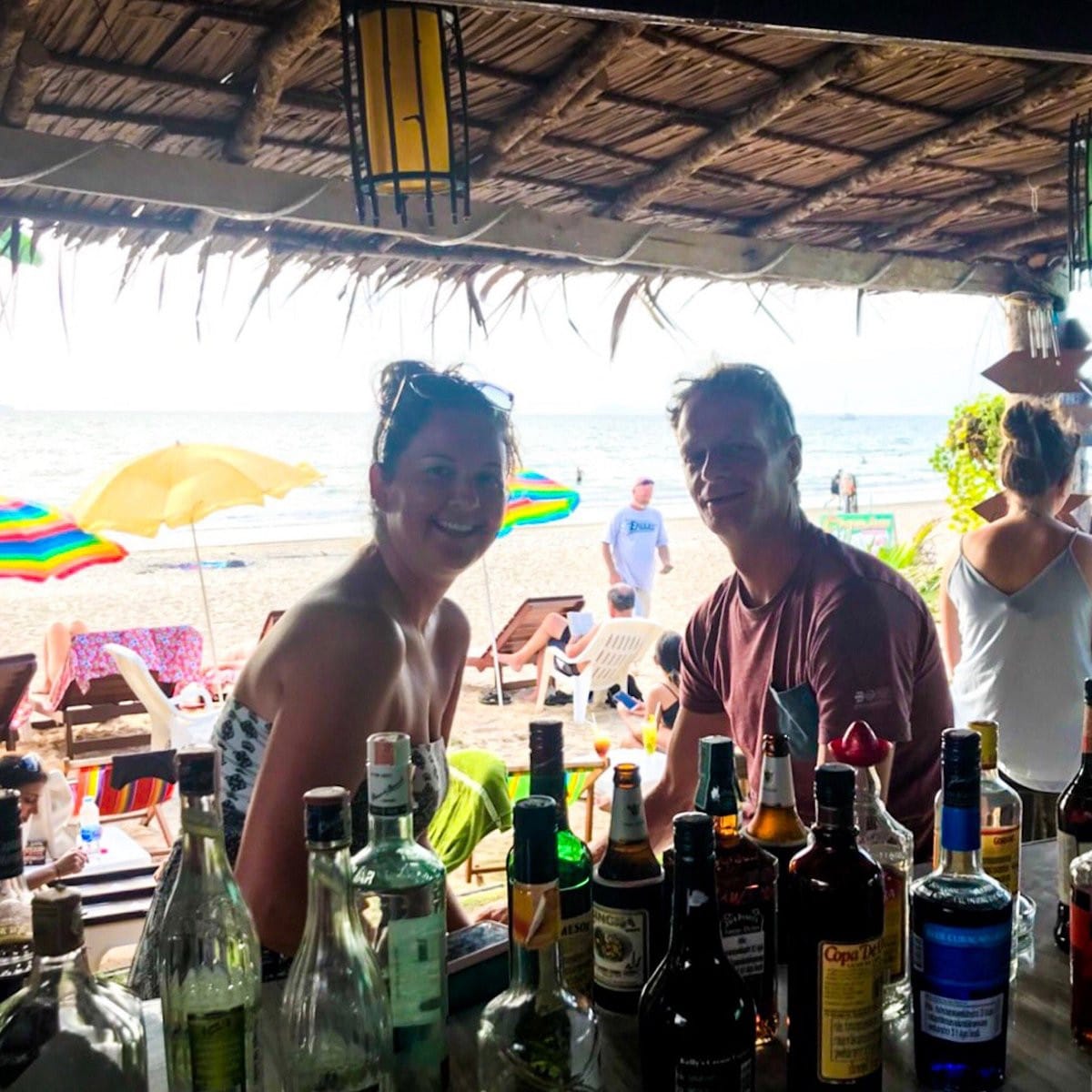 Visitors enjoying drinks at The Salty Mermaid on Relax Beach