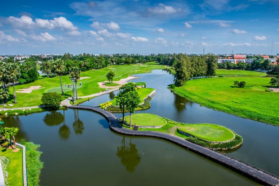 Aerial view of Summit Windmill Golf Club in Bangkok