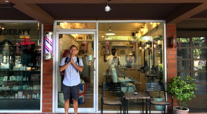 Outside the 56 Barber Shop in Chiang Mai