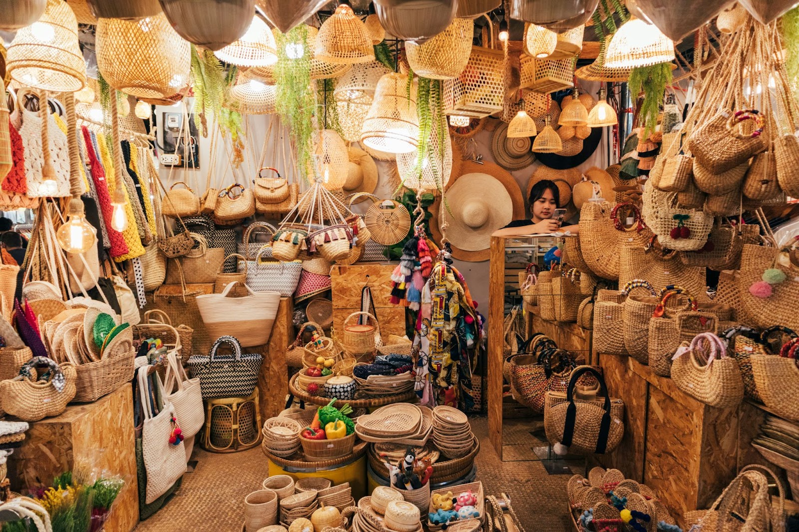 A Display of Local Handicrafts at Naka Weekend Market in Phuket