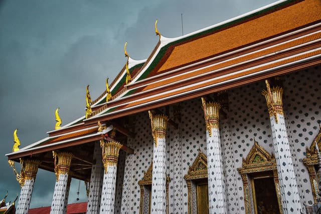 The multi-layered roof of Wat Suwannaram