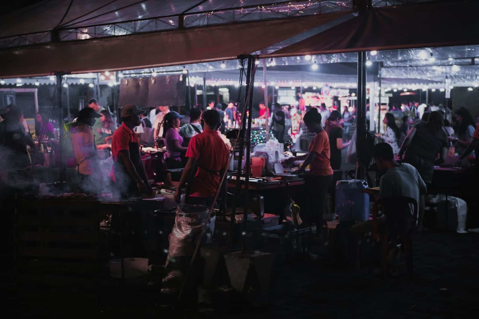 The busy crowd of Naka Weekend Market in Phuket