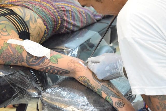 The artist making tattoo at The Bamboo Rooms, Koh Samui