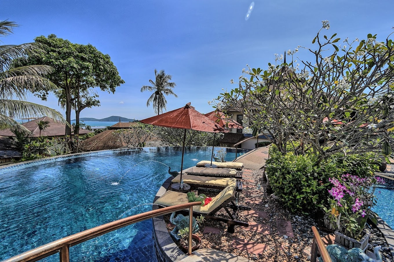 The picturesque saltwater pool inside Mangosteen Resort Food served in Mangosteen Resort
