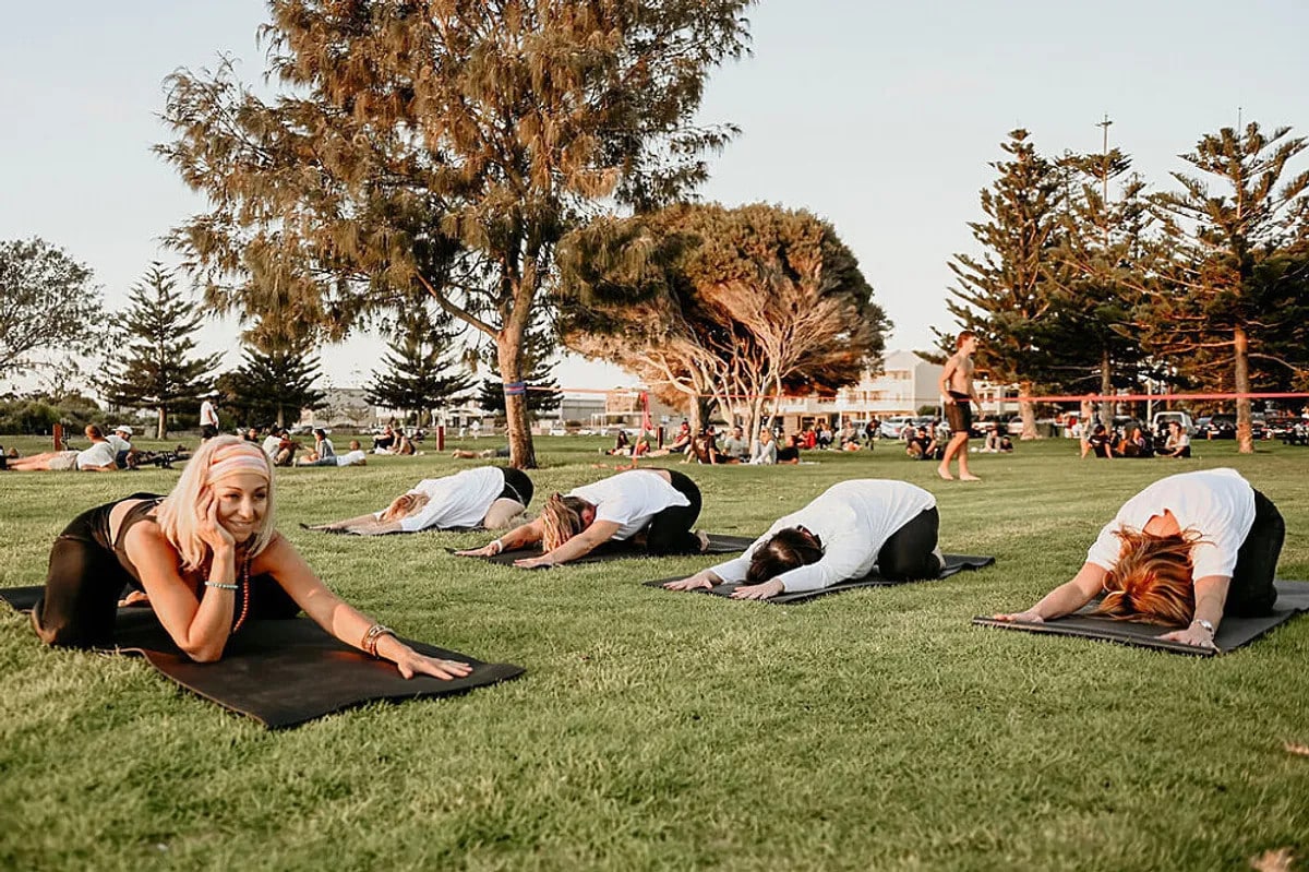Yoga in an open field at 7-Day Women’s Retreat Program Yoga In An Open Field At 7 Day Womens Retreat Program