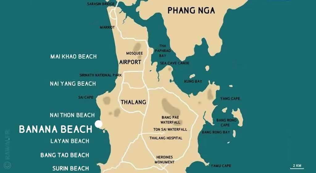banana beach phuket map