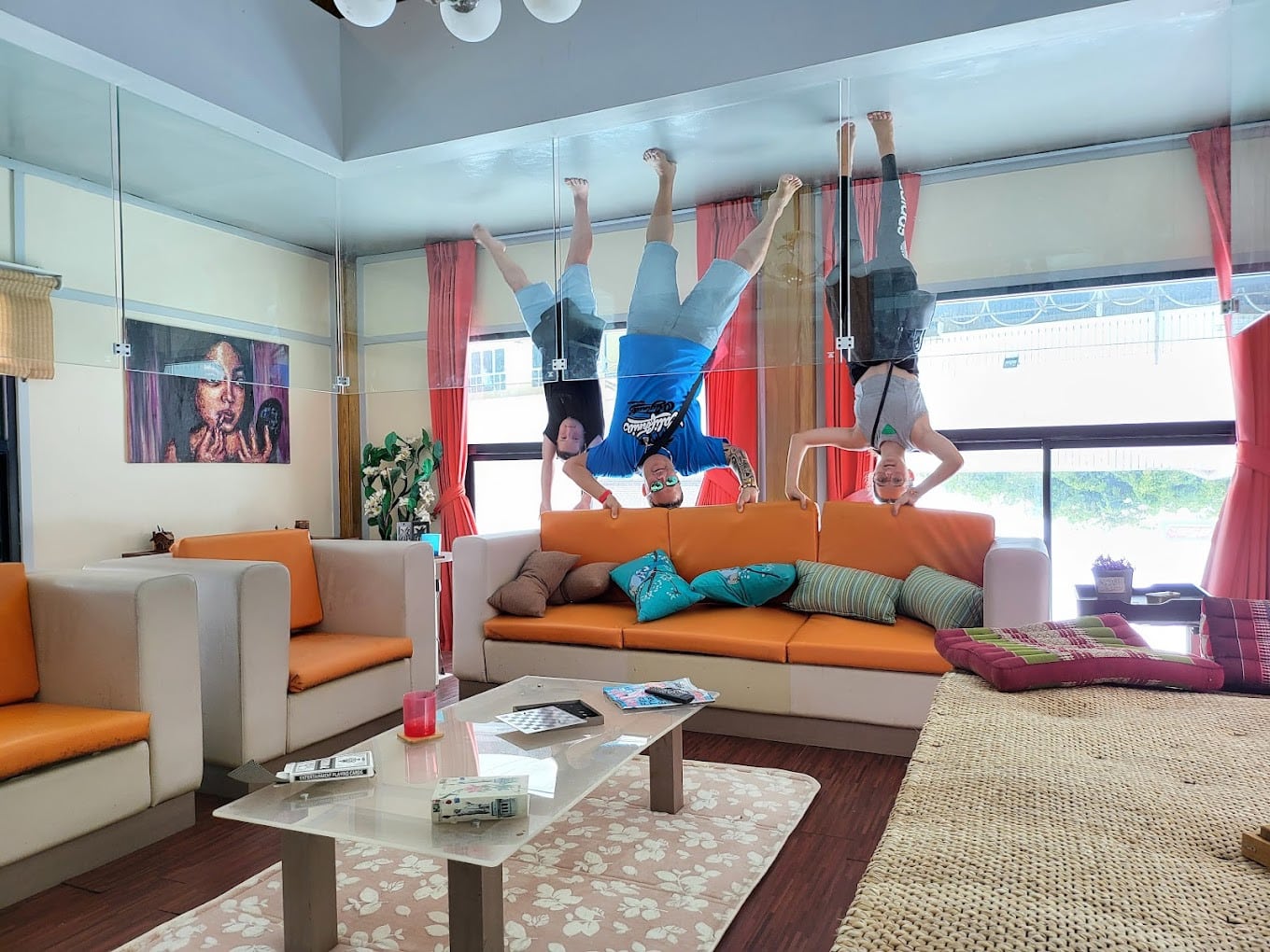 Kids and Adults Enjoying at the Baan Taleenka House The Baan Taleenka Upside-Down House