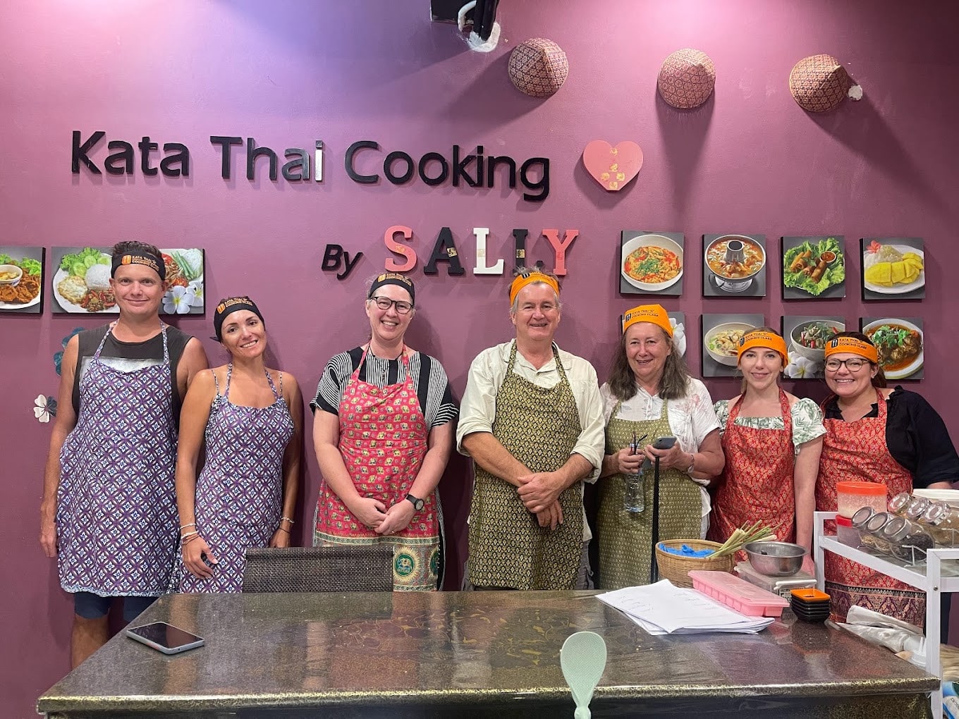 Head Chef Sally with his Students at the Kata Thai Cooking Class