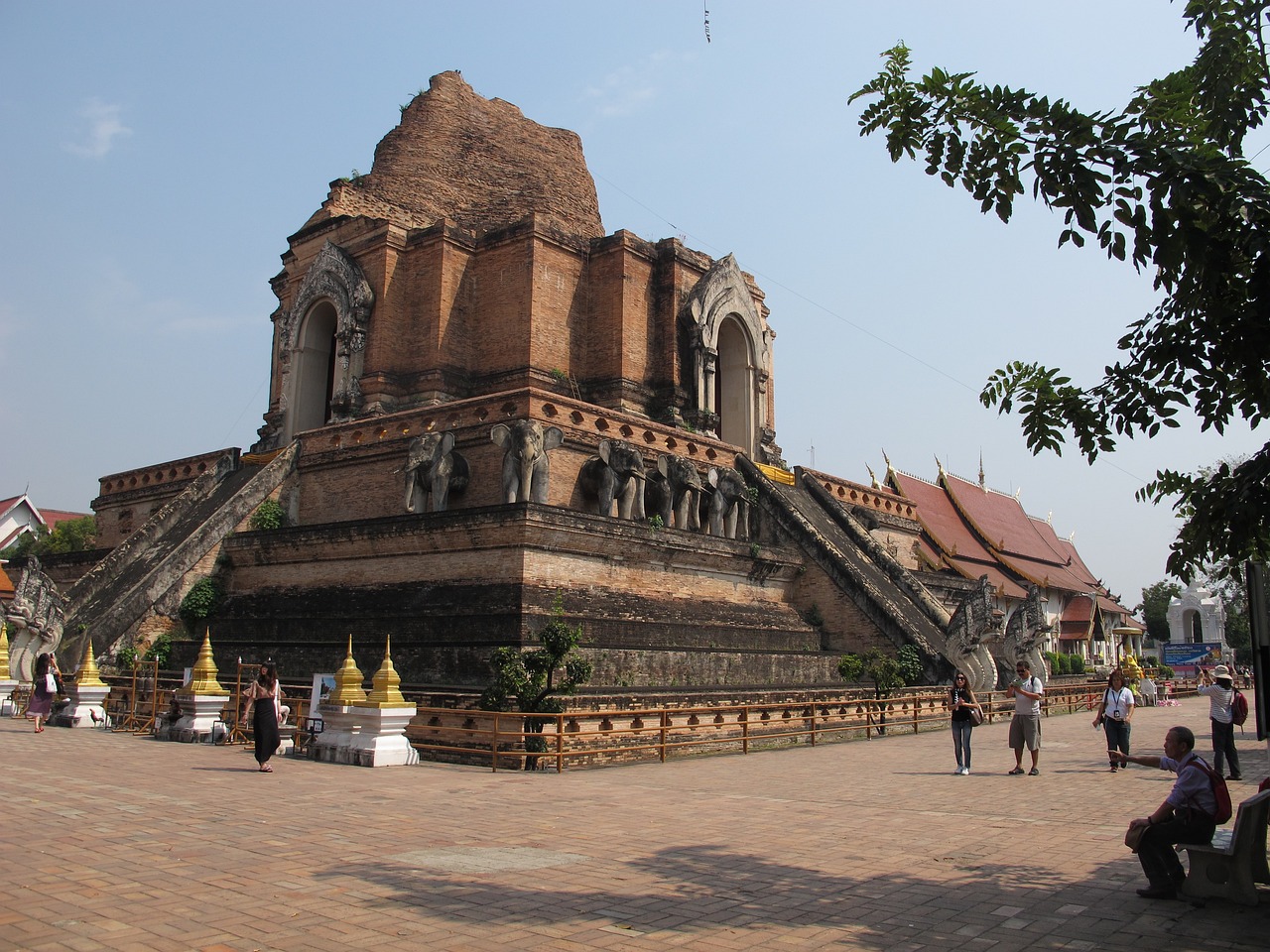 Lanna Style Chedi Of Wat Chedi Luang Temple In Chiang Mai