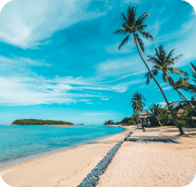 Beautiful Tropical Beach Sea Sand With Coconut Palm Tree Blue Sky White Cloud 1